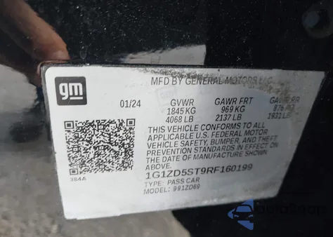 2024 Chevrolet Malibu Fwd 1Lt from USA, damaged, VIN 1G1ZD5ST9RF160199